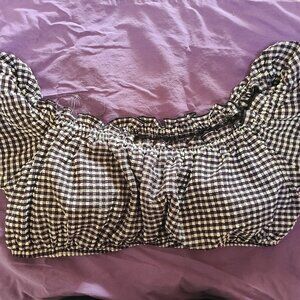 Kate Spade XL crop top in black and white gingham check -- NWT